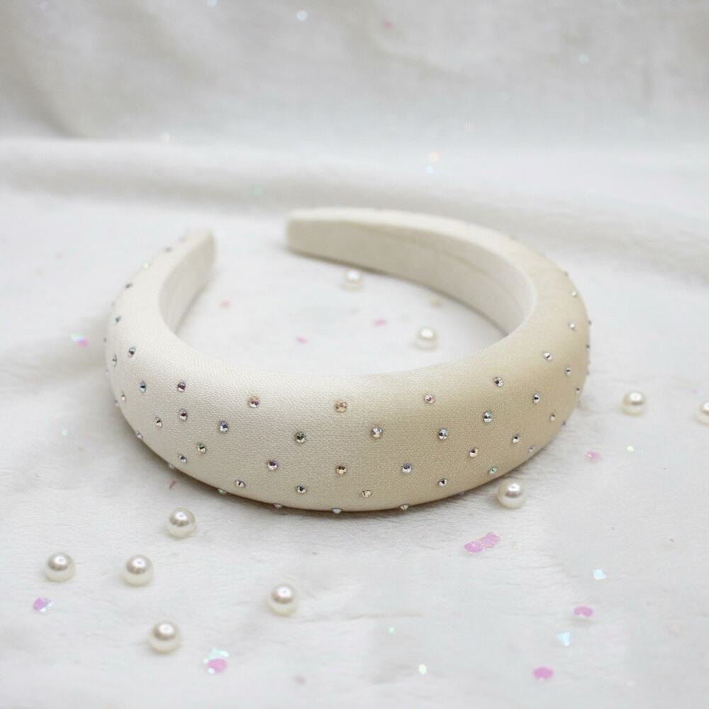 Time and Tru Women's Velvet Crystal Headband Ivory